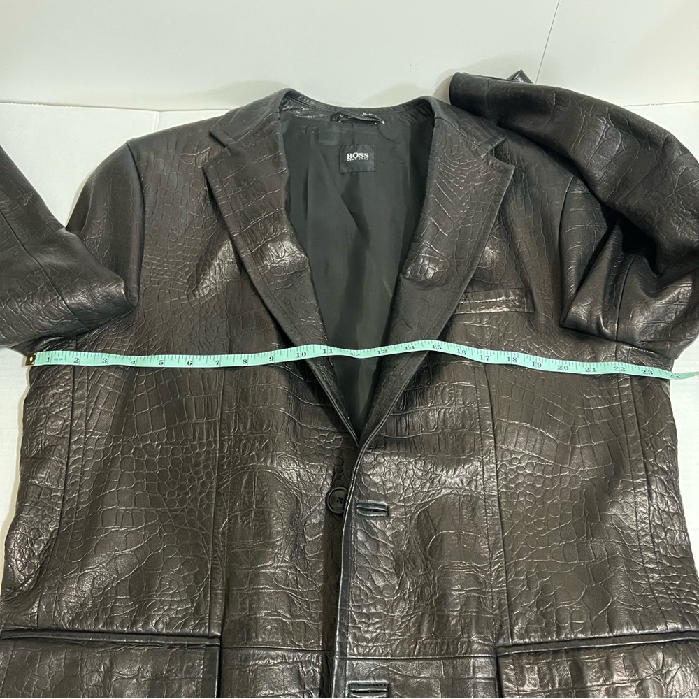 Boss Hugo Boss Leather Crocodile Pattern Brown Blazer - Picture 9 of 12